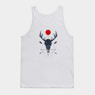 Deer Skull, Abstract Geometric Art, Black Design Tank Top